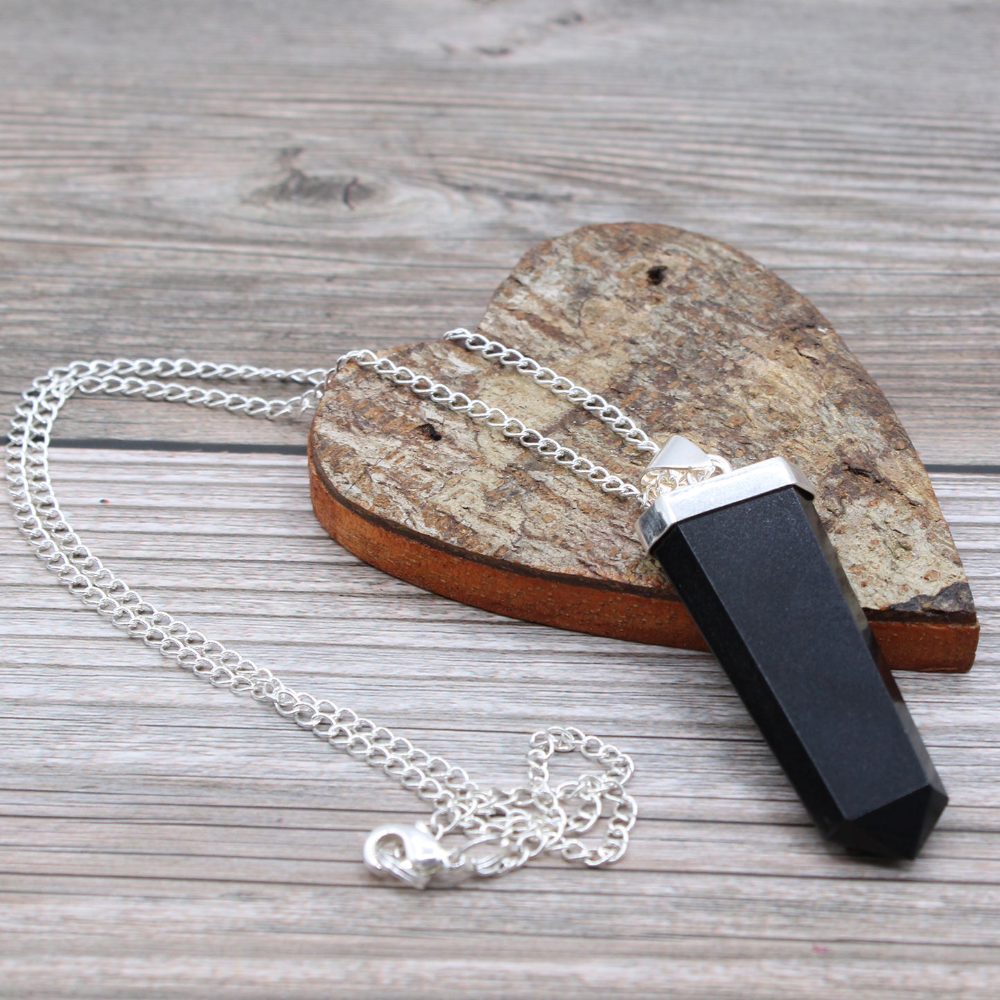 Black Agate Flat Pencil Pendant