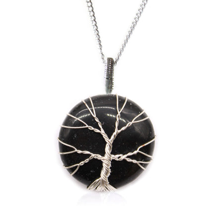 Black Onyx Tree of Life Gemstone Necklace