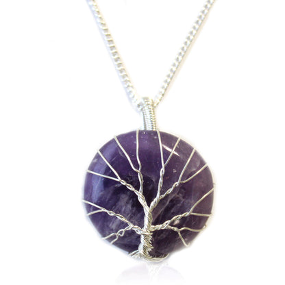 Amethyst Tree of Life Gemstone Necklace