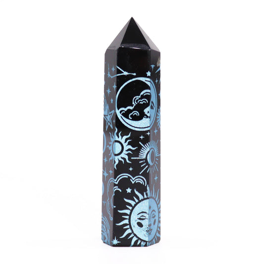 Black Obsidian Point - Mystic Story - Sky Blue