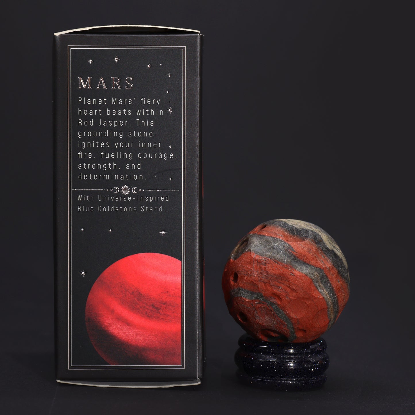 Red Jasper Planet on a Solar Goldstone Stand (MARS)