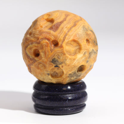 Crazy Lace Jasper Planet on a Solar Goldstone Stand (MERCURY)