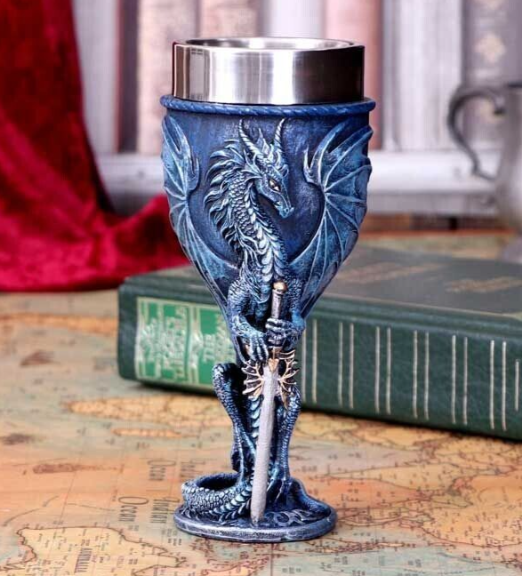 Ruth Thompson Sea Blade Blue Water Dragon Goblet Glass Gothic Fantasy Nemesis