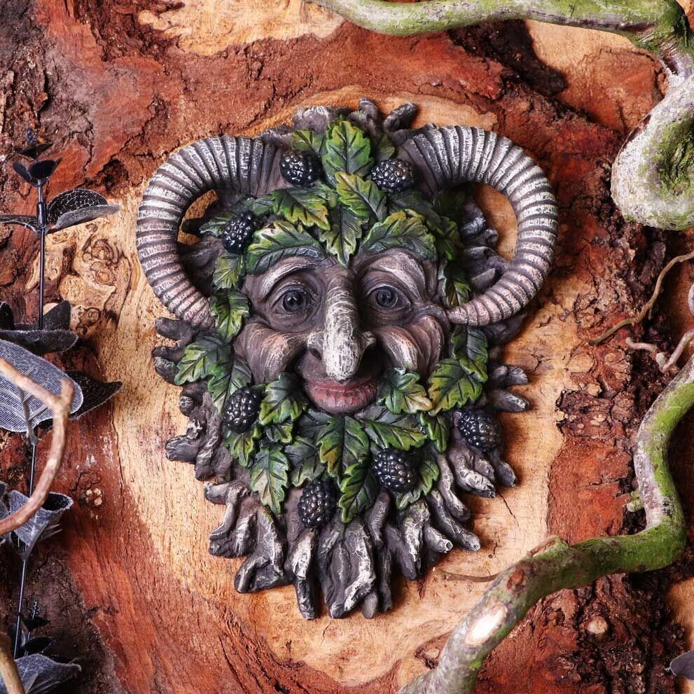 Spruce Wall Mounted Horned Tree Spirit Art Plaque Green Man Witchcraft Nature