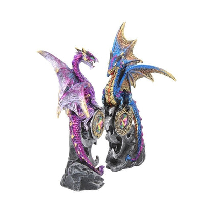 Realm Protectors Figurines Set of 2 Fantasy Dragon Crystal Ornaments Nemesis Now