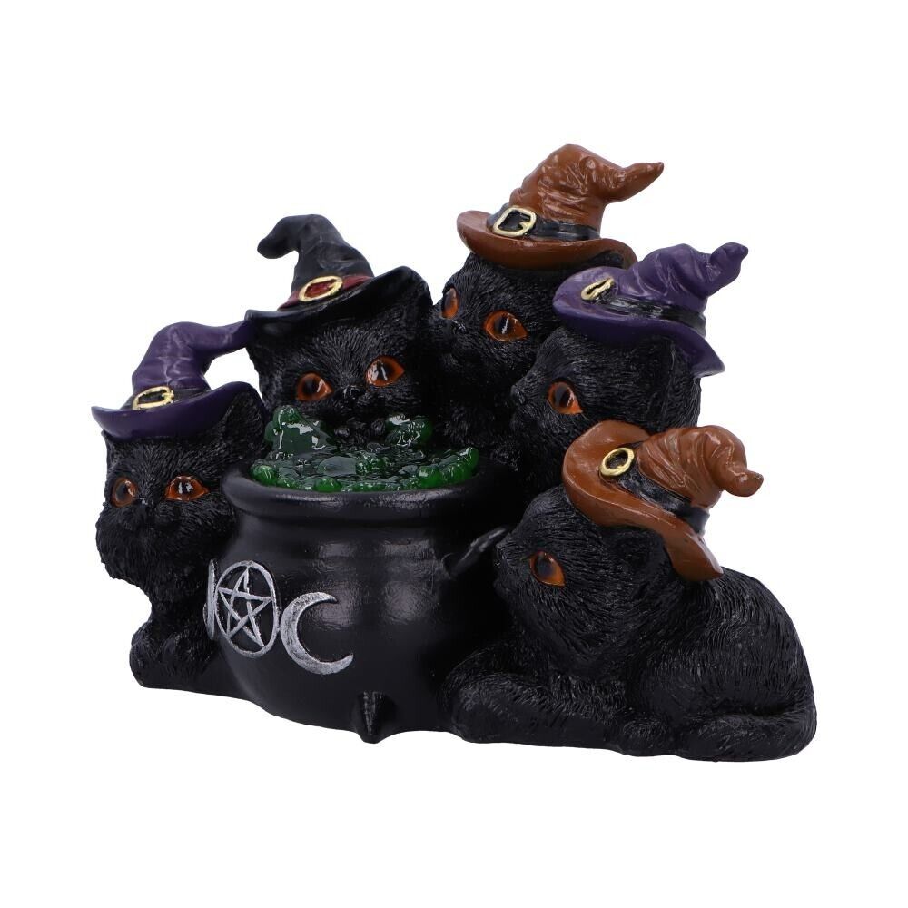 Nemesis Now Kindle's Potion Light Up Cats & Cauldron Figurine Witch Goth Gift