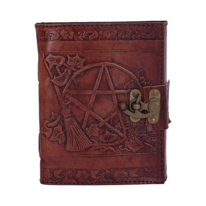 Pentagram Leather Embossed Journal Nemesis Now Lockable Witch Spell Notebook