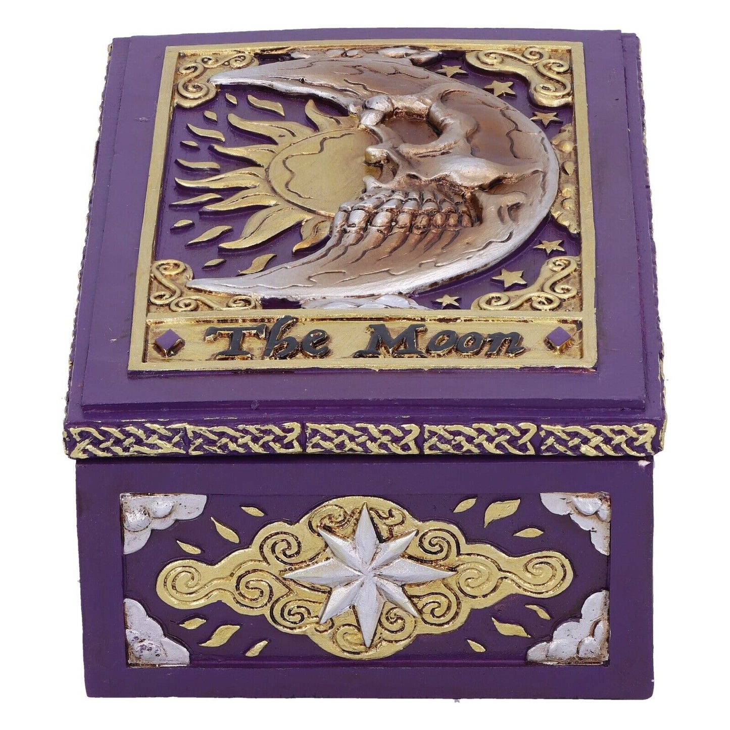 The Moon Tarot Trinket Box Purple & Gold Witch Celestial Zodiac Lunar Decor