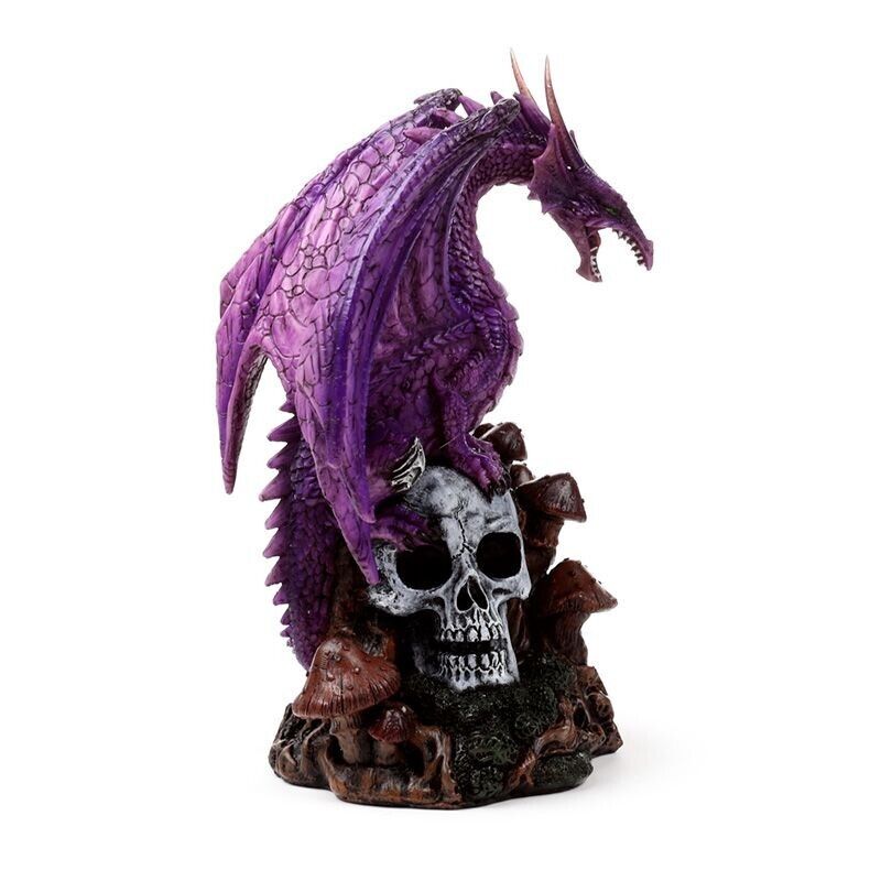 Enchanted Nightmare Dragon Figurine Amethyst Forest Spirit Skull Gothic 21cm