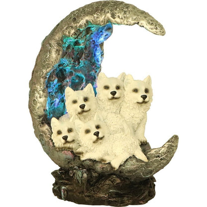 Nemesis Now Moon Litter White Wolves Figurine LED Light Fantasy Magic Gift