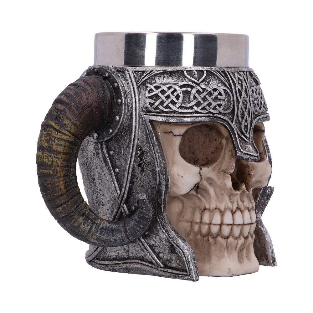 Viking Skull Tankard Mug Double Handle Ram Horn Nemesis Now Gothic Gift