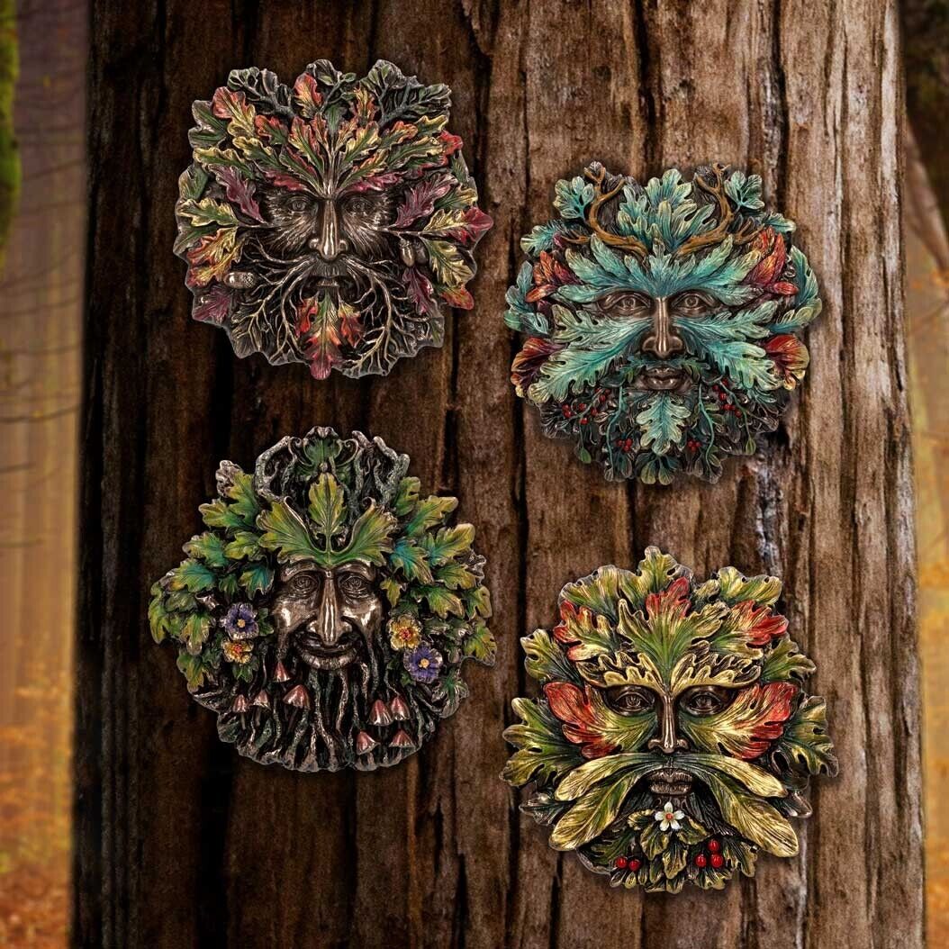 Winter Solstice Wall Mounted Tree Spirit Art Plaque Green Man Witchcraft Nature