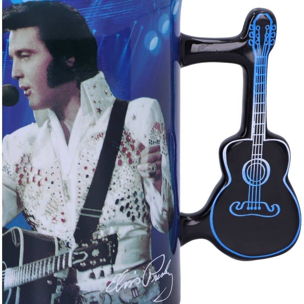 Elvis Presley Mug The King of Rock and Roll Blue Guitar Handle Ceramic Gift