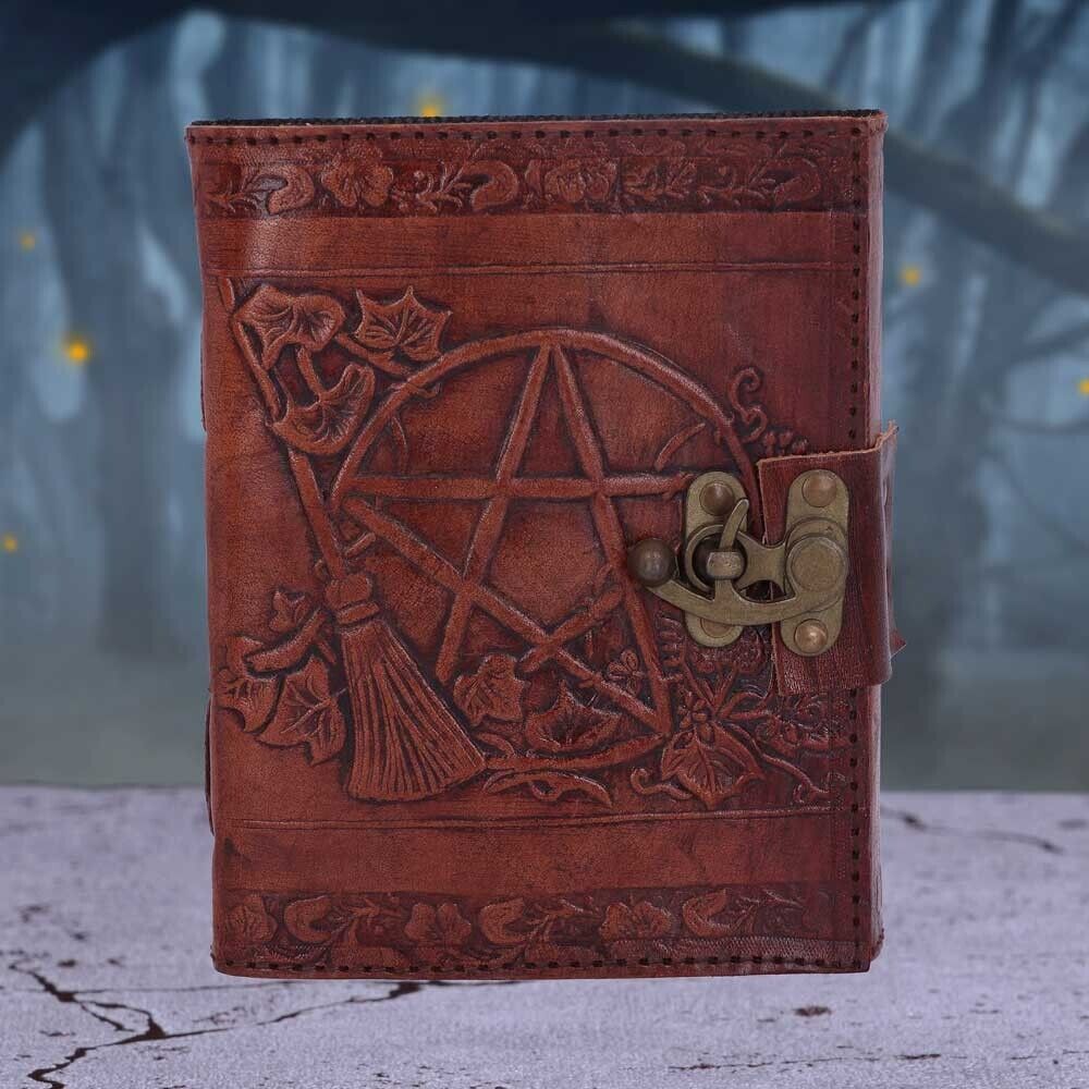 Pentagram Leather Embossed Journal Nemesis Now Lockable Witch Spell Notebook