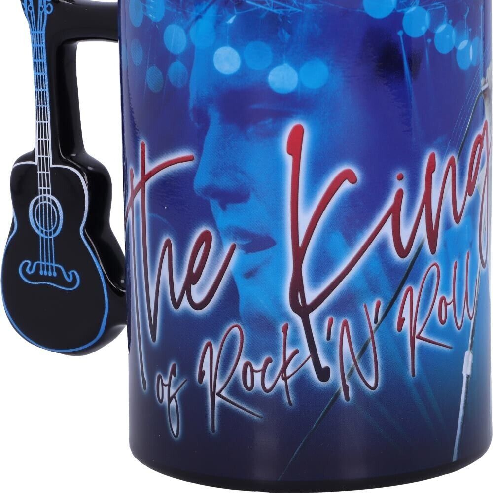 Elvis Presley Mug The King of Rock and Roll Blue Guitar Handle Ceramic Gift