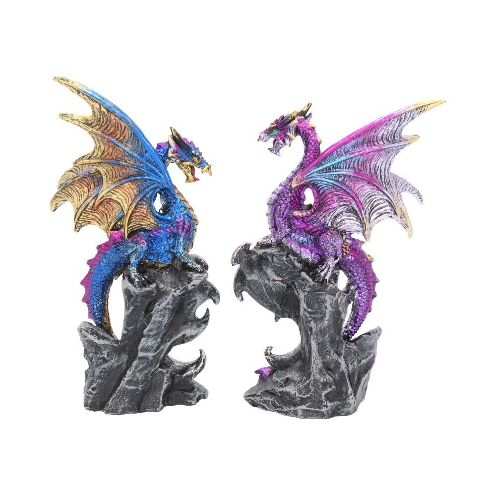 Realm Protectors Figurines Set of 2 Fantasy Dragon Crystal Ornaments Nemesis Now