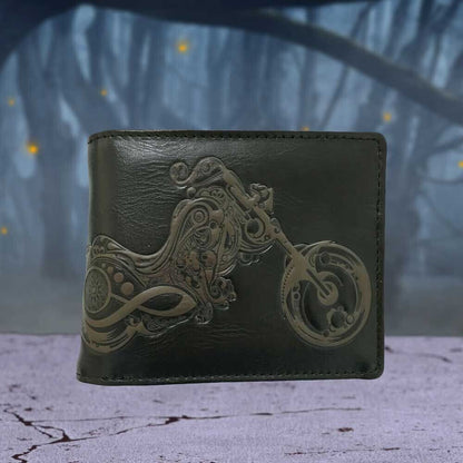 Nemesis Now Motorbike Wallet Black Embossed  Gothic Bifold Biker Gift