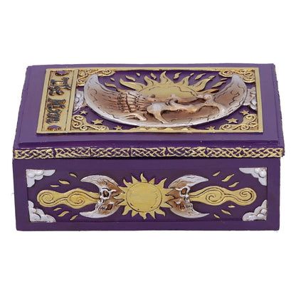 The Moon Tarot Trinket Box Purple & Gold Witch Celestial Zodiac Lunar Decor