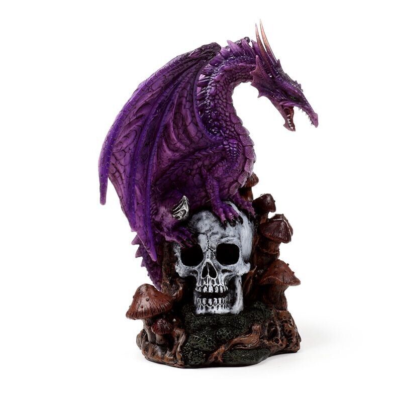 Enchanted Nightmare Dragon Figurine Amethyst Forest Spirit Skull Gothic 21cm