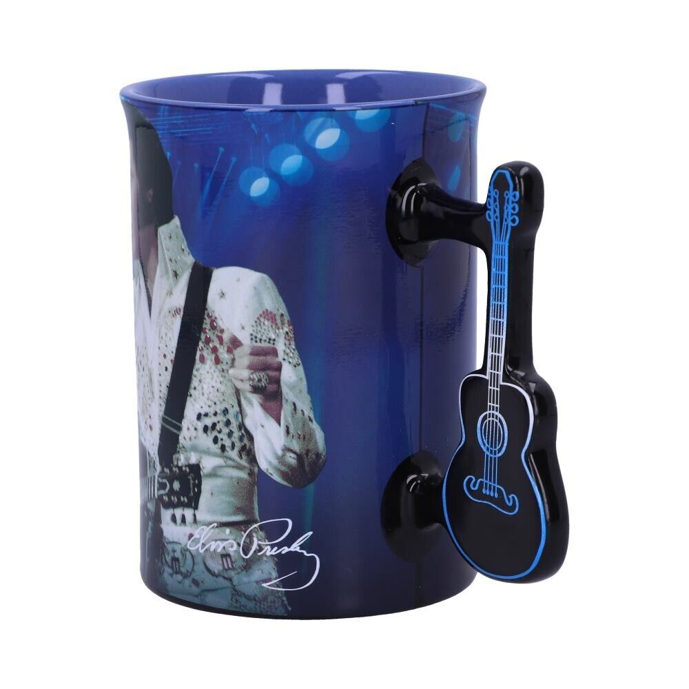 Elvis Presley Mug The King of Rock and Roll Blue Guitar Handle Ceramic Gift