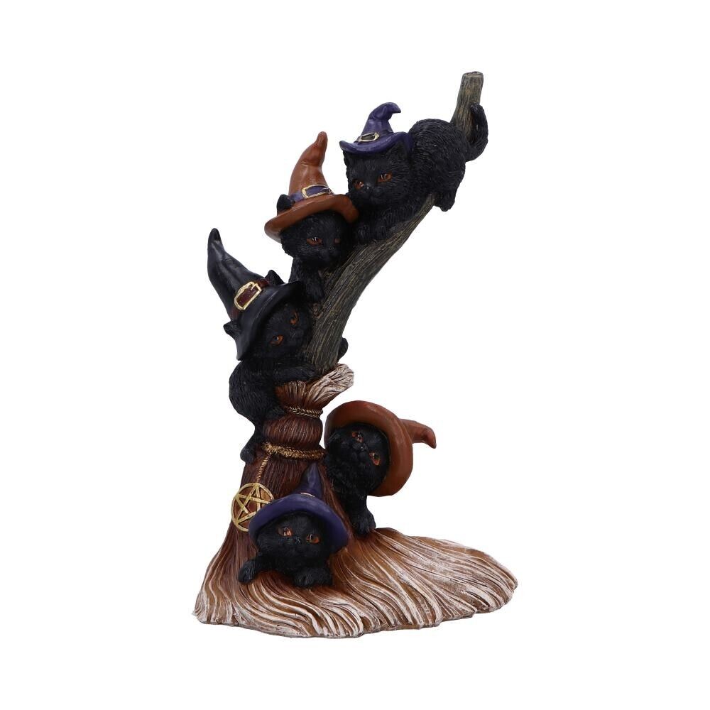 Nemesis Now Broomstick Kindle Witchy Black Cats Figurine Cute Gift