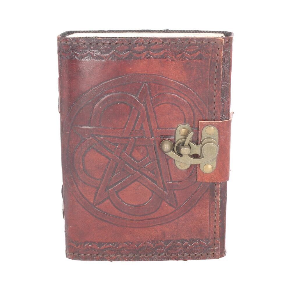 Pentagram Leather Embossed Journal & Lock Gothic Witch Notebook Nemesis Now