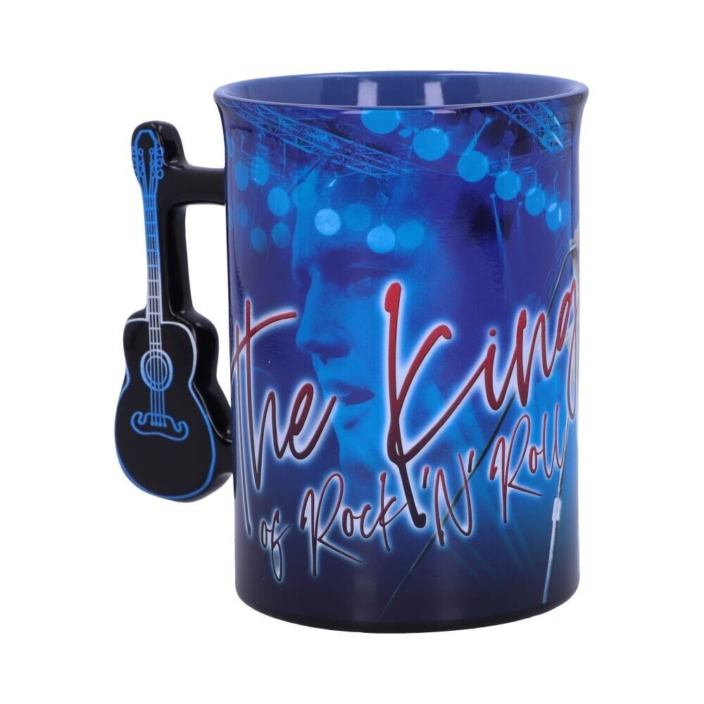 Elvis Presley Mug The King of Rock and Roll Blue Guitar Handle Ceramic Gift