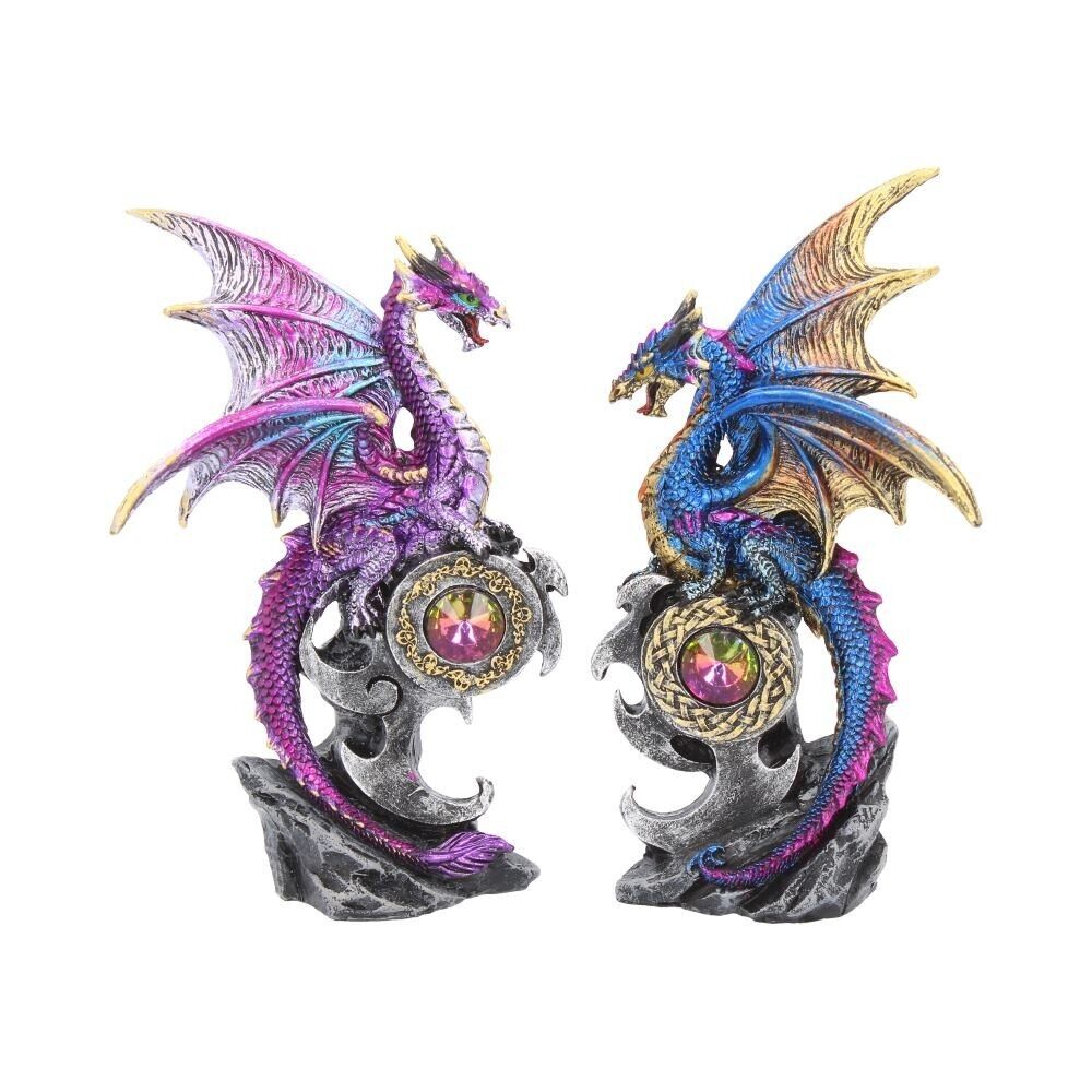 Realm Protectors Figurines Set of 2 Fantasy Dragon Crystal Ornaments Nemesis Now