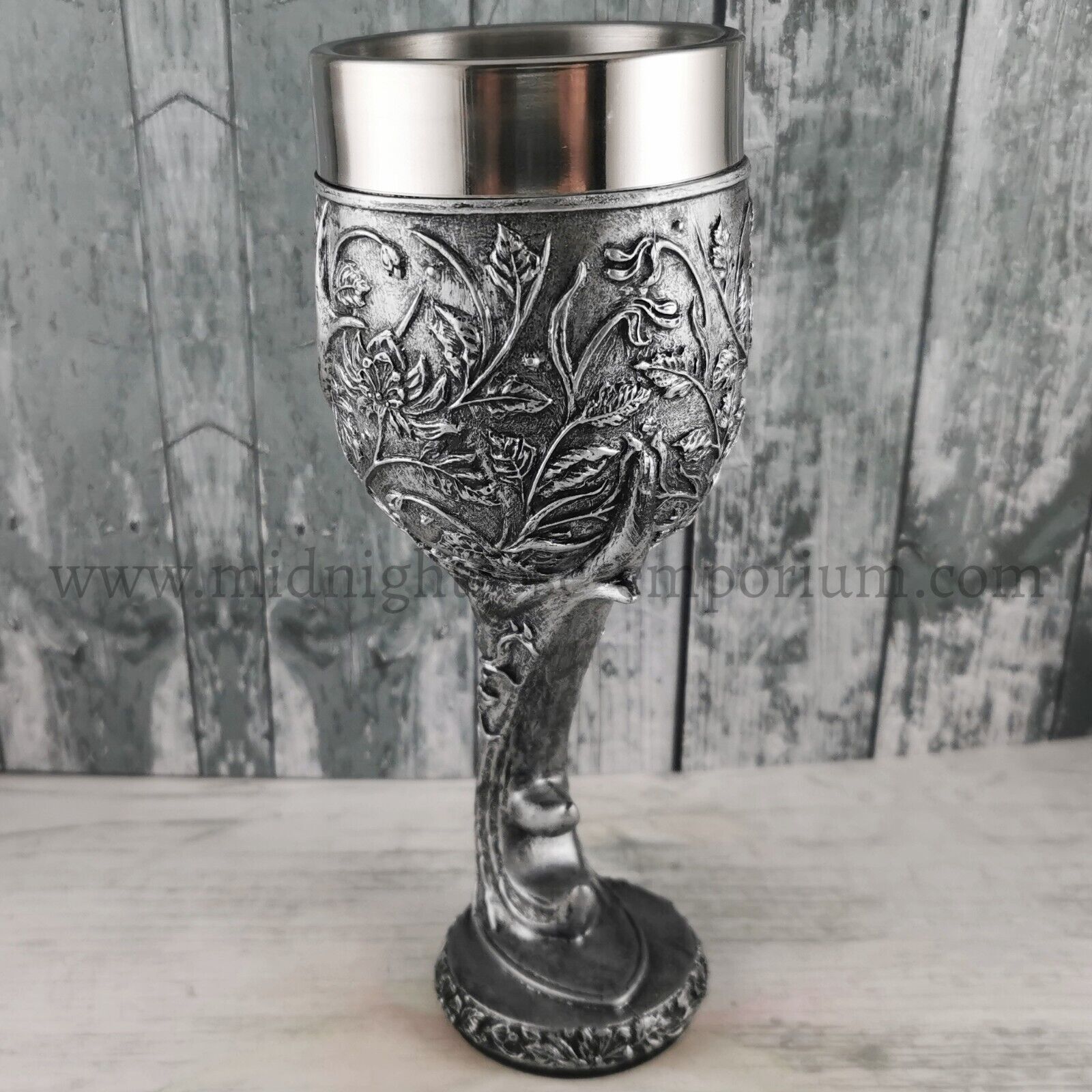 Monarch of The Glen Stags Head Silver Goblet Wine Glass Wildlife Nature 18cm