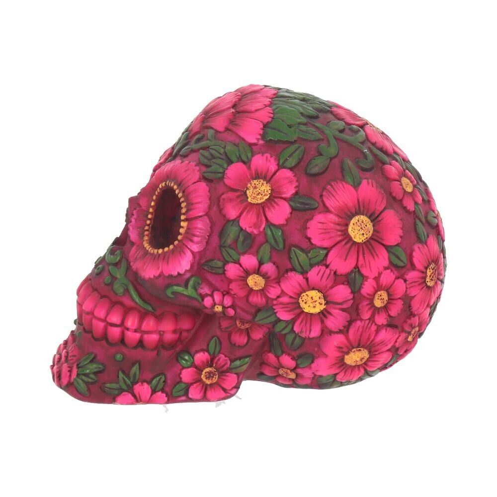 Nemesis Now Sugar Blossom Skull Figurine Day of the Dead Pink Daisy Goth Decor