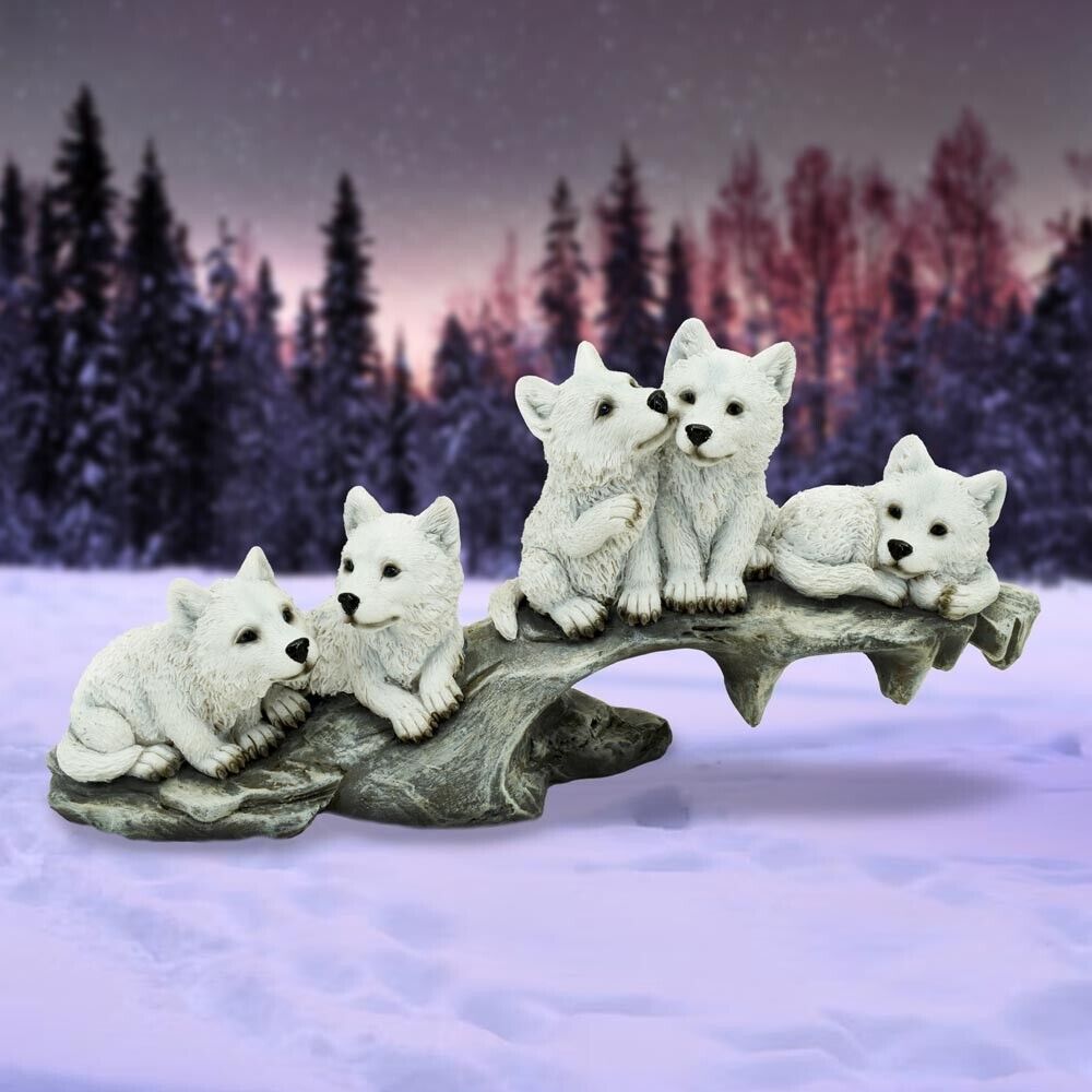 Nemesis Now Winter Litter White Wolf Pups Figurine Fantasy Magic Wildlife Gift