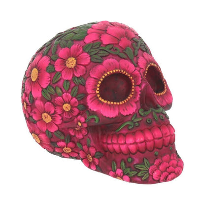 Nemesis Now Sugar Blossom Skull Figurine Day of the Dead Pink Daisy Goth Decor