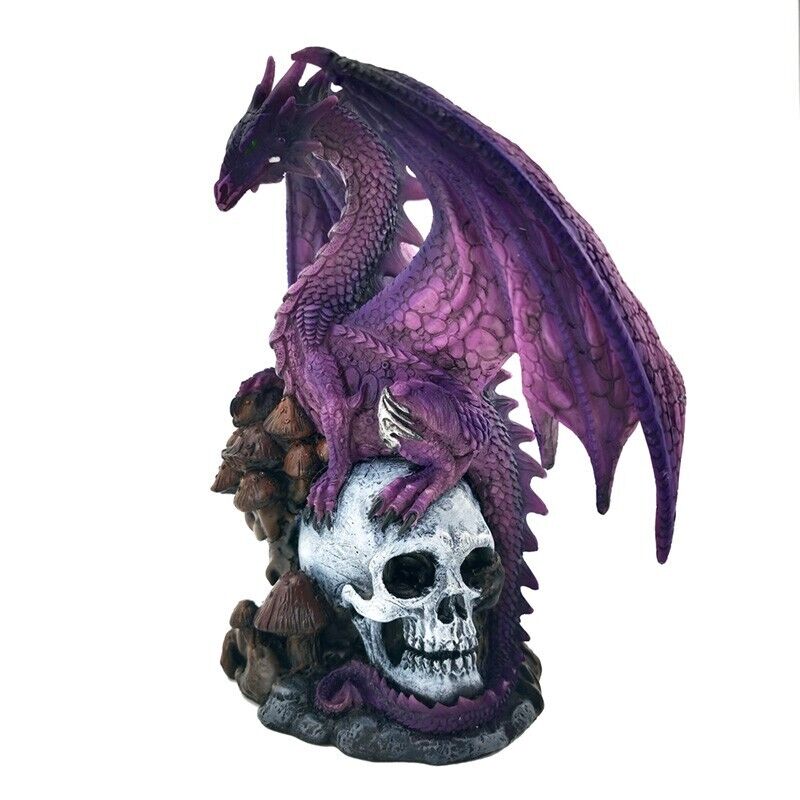 Enchanted Nightmare Dragon Figurine Amethyst Forest Spirit Skull Gothic 21cm