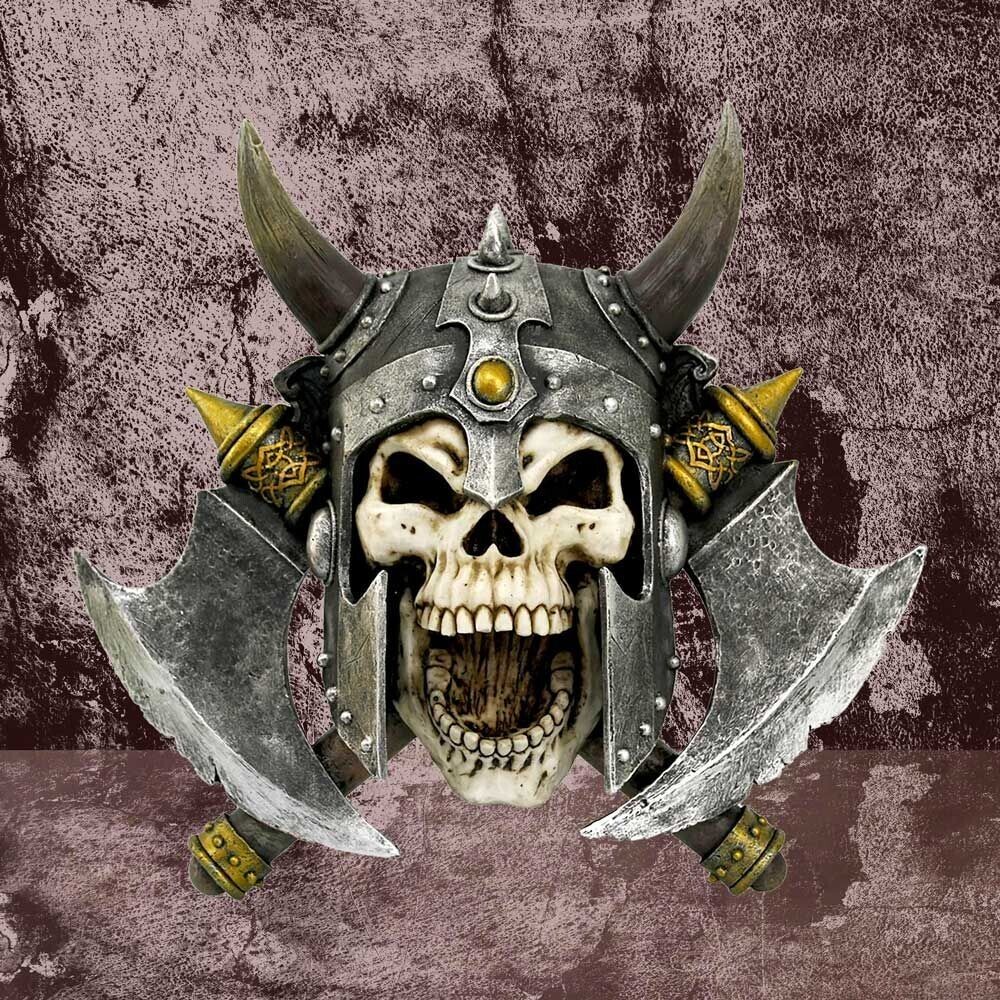 Nemesis Now Viking Skull Wall Plaque Valhalla's Vengeance Axe Warrior Gothic