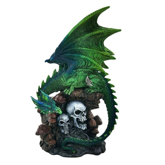 Enchanted Nightmare Dragon Figurine Emerald Forest Spirit Skulls Goth Fantasy