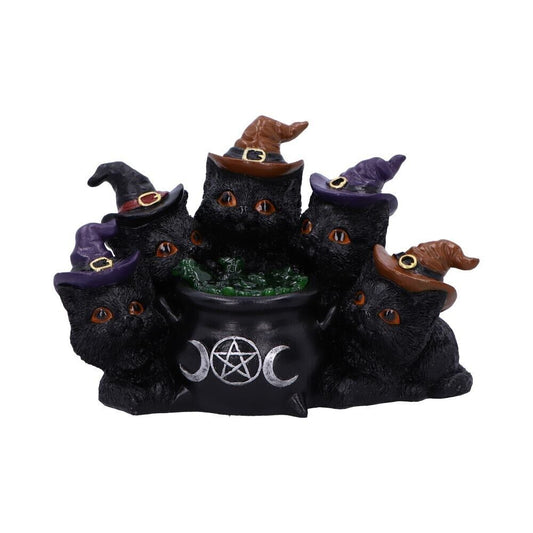 Nemesis Now Kindle's Potion Light Up Cats & Cauldron Figurine Witch Goth Gift