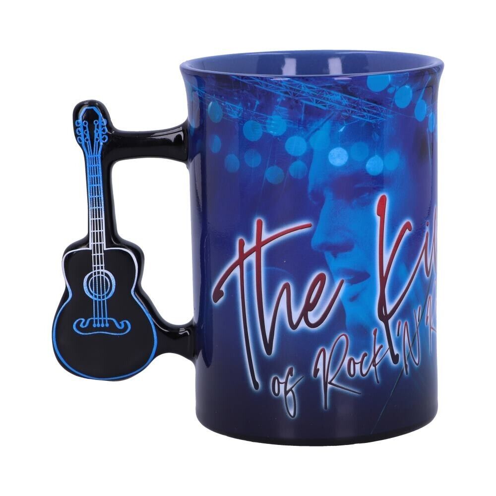 Elvis Presley Mug The King of Rock and Roll Blue Guitar Handle Ceramic Gift