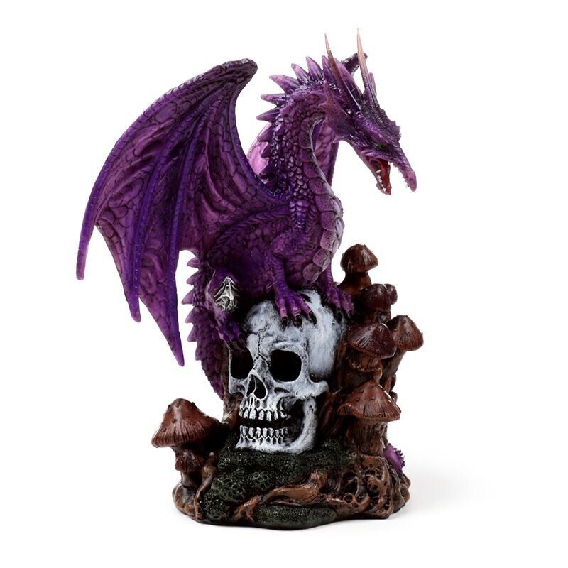 Enchanted Nightmare Dragon Figurine Amethyst Forest Spirit Skull Gothic 21cm