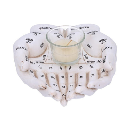 Palmist's Guide White Chiromancy Hands Candle Holder Nemesis Now Wiccan Fortune