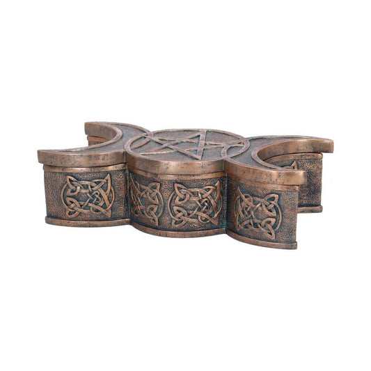 Nemesis Now Triple Moon Trinket Box Bronze Effect Pentagram Witch Magic Decor