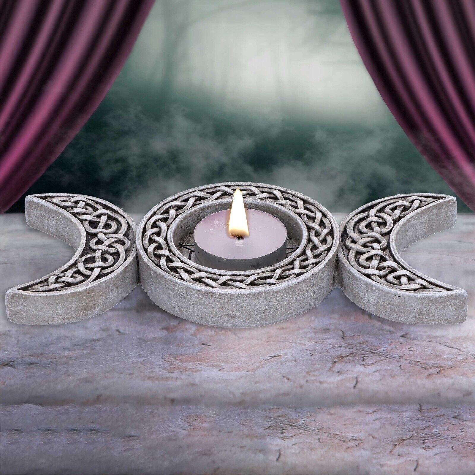 Nemesis Now Triple Moon Pentagram Tea Light Candle Holder Witch Pagan Altar