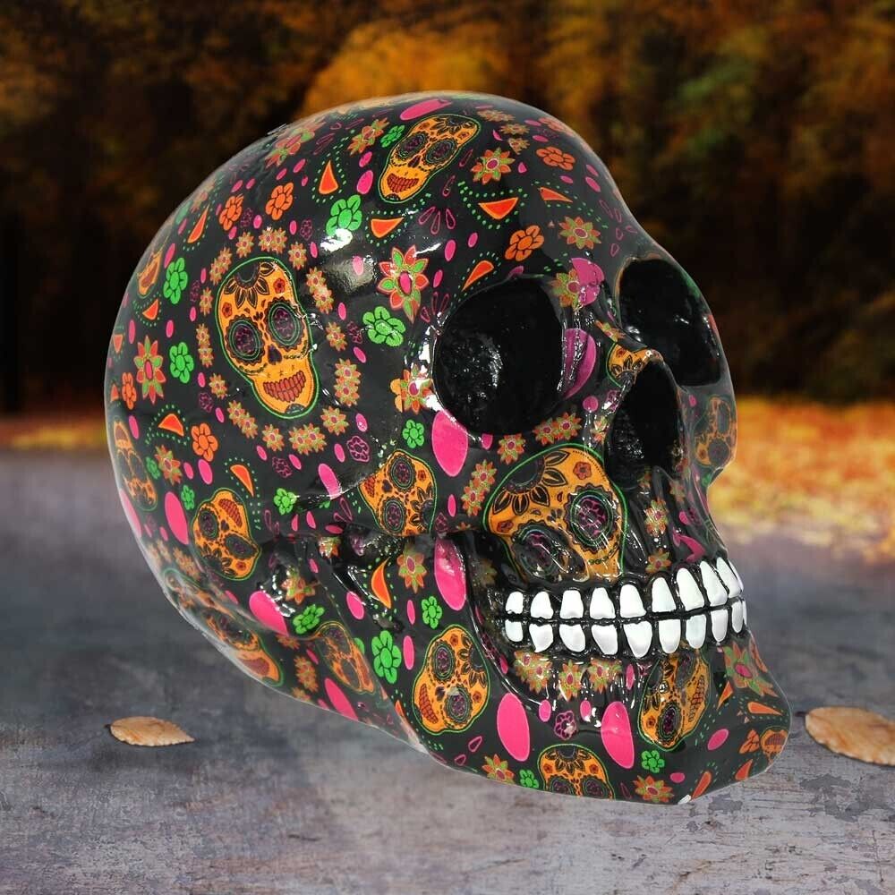 Viva! Day of the Dead Print Skull Figurine Nemesis Now Gothic Muertos 19cm