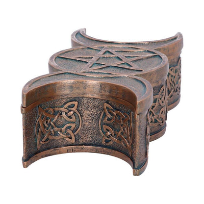 Nemesis Now Triple Moon Trinket Box Bronze Effect Pentagram Witch Magic Decor