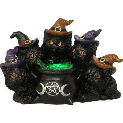 Nemesis Now Kindle's Potion Light Up Cats & Cauldron Figurine Witch Goth Gift