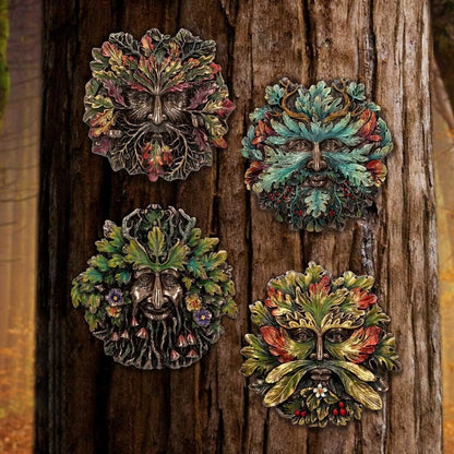 Summer Solstice Wall Mounted Tree Spirit Art Plaque Green Man Witchcraft Nature