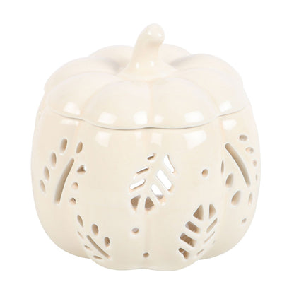 Off White Autumn Leaves Pumpkin Oil Burner