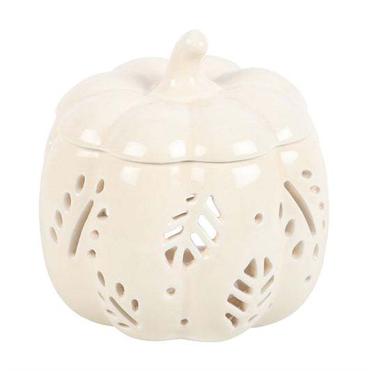 Off White Autumn Leaves Pumpkin Oil Burner