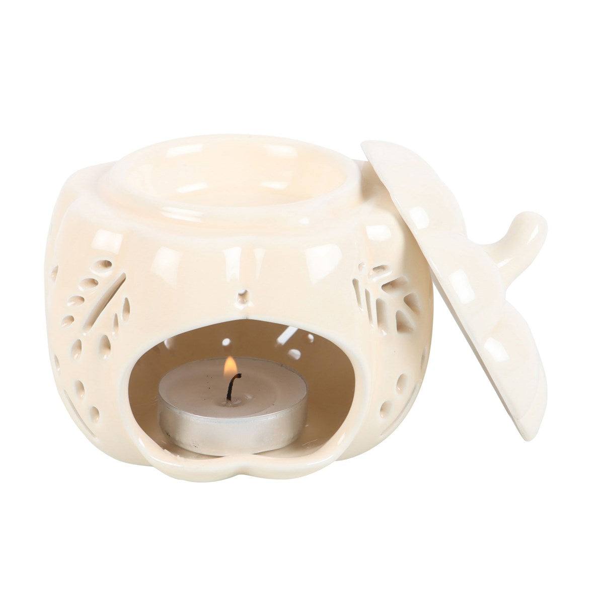 Off White Autumn Leaves Pumpkin Oil Burner