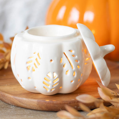 Off White Autumn Leaves Pumpkin Oil Burner