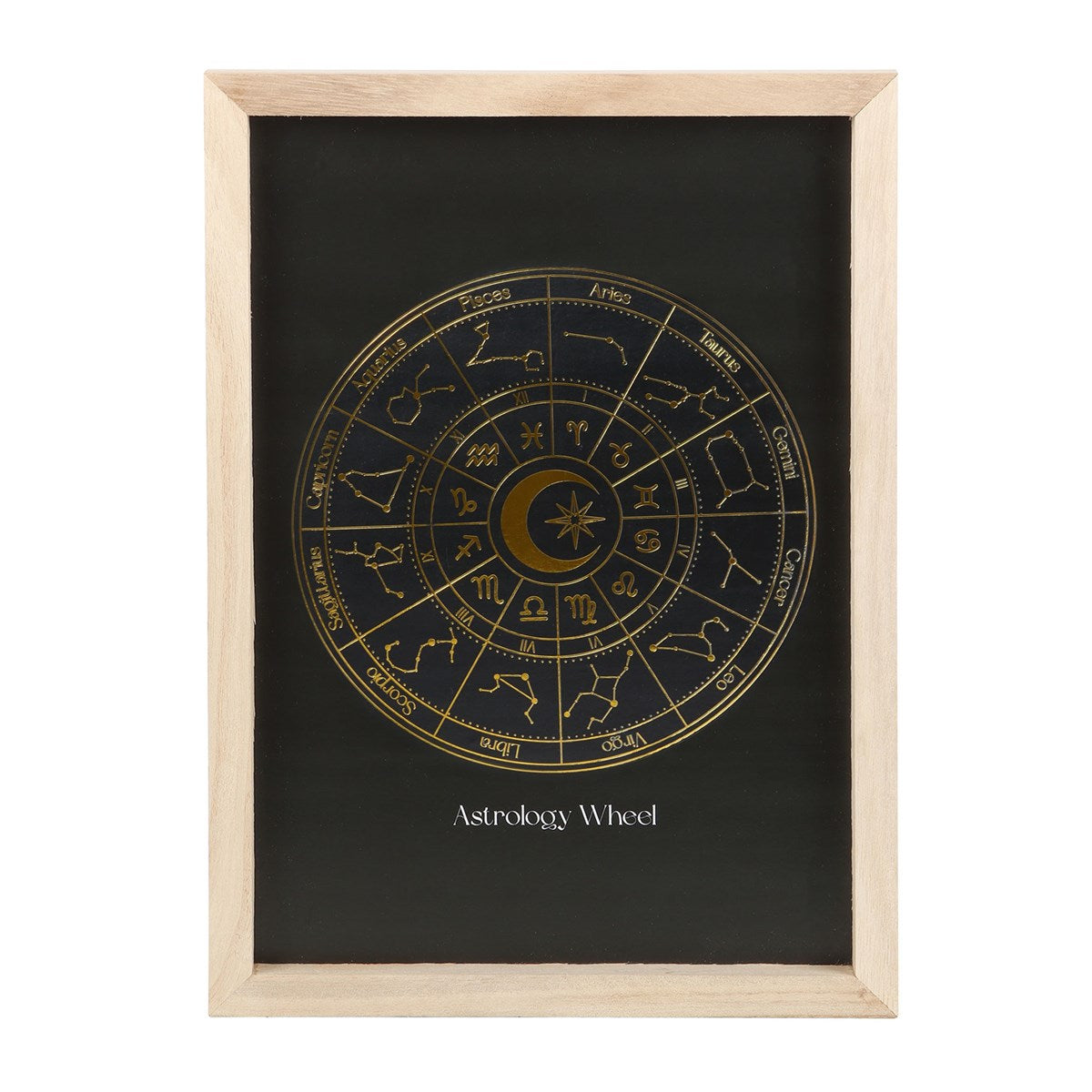 Black Astrology Wheel Framed Art Print